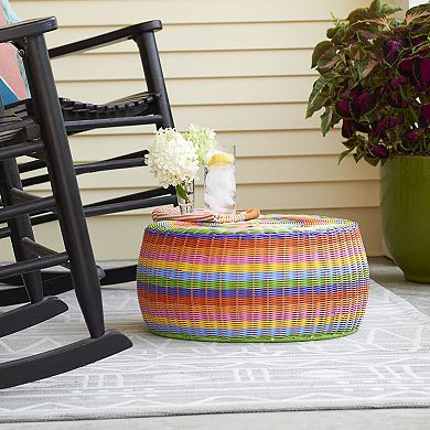 Household Essentials Resin Wicker Ottoman / Low Table
