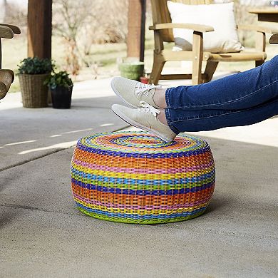 Household Essentials Resin Wicker Ottoman / Low Table