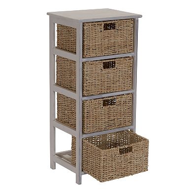 Household Essentials Whitewash 4-Basket Storage Chest