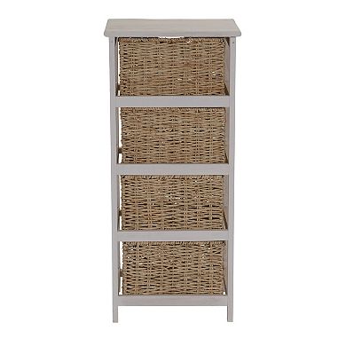 Household Essentials Whitewash 4-Basket Storage Chest