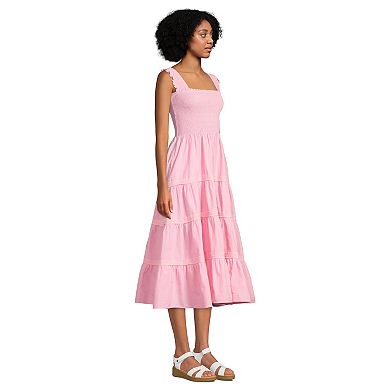 Women's Lands' End Cotton Poplin Tiered Dress