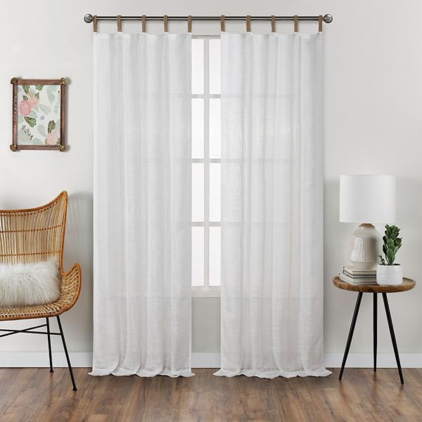 B. Smith Concord White Semi Sheer Set of 2 Window Curtain Panels