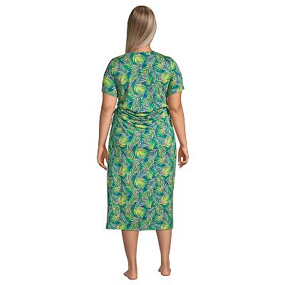 Plus Size Lands End Ruched Side Swim Cover Up Dress