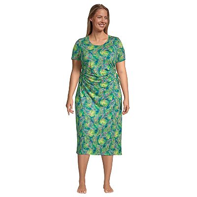 Plus Size Lands End Ruched Side Swim Cover Up Dress