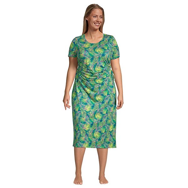 Plus Size Lands End Ruched Side Swim Cover Up Dress