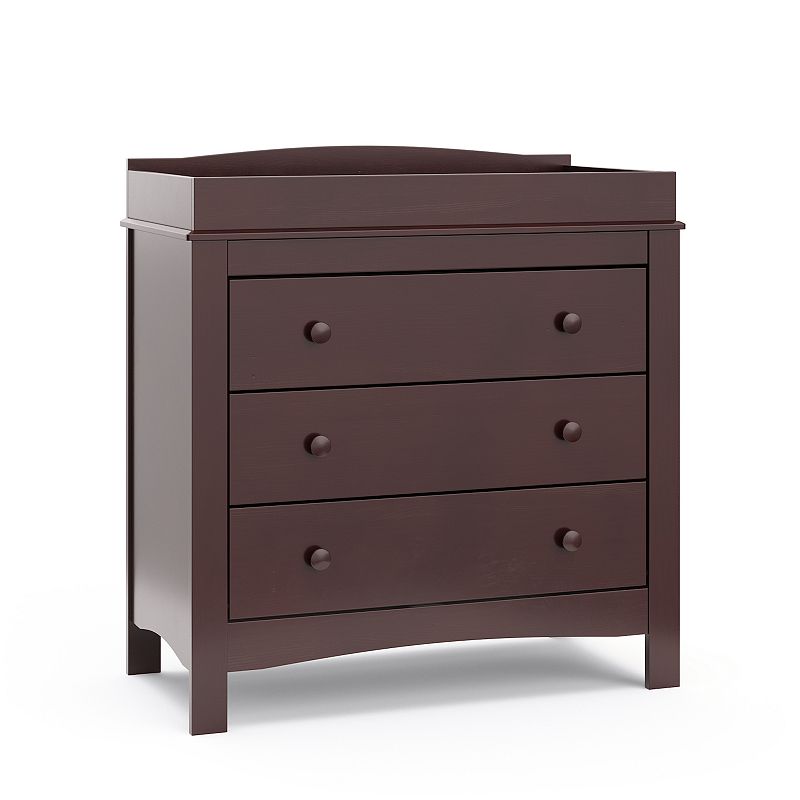 Graco Noah 3-Drawer Chest Dresser with Changing Topper, Brown