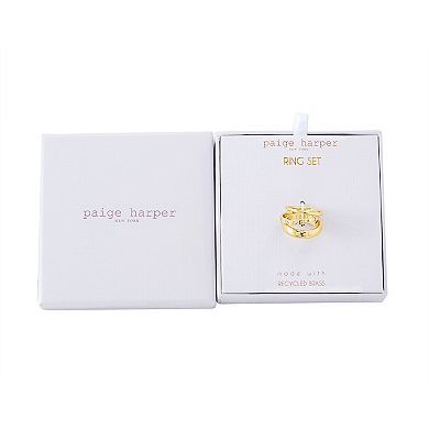 Paige Harper 14k Gold Plated Cubic Zirconia 3 Piece Ring Set