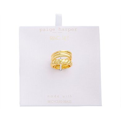 Paige Harper 14k Gold Over Recycled Brass 3 Piece Ring Set
