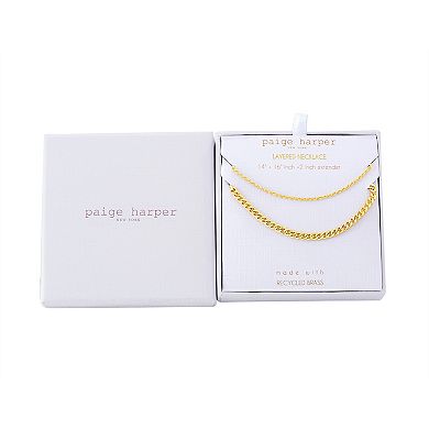 Paige Harper 14k Gold Plated Rolo & Curb Chain Layered Necklace