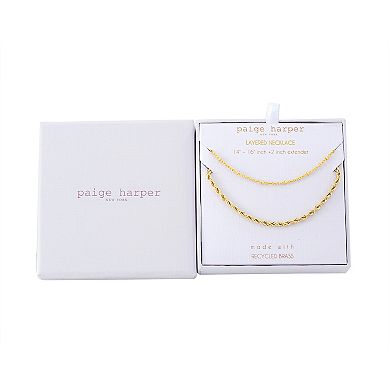 Paige Harper 14k Gold Plated Rope & Beaded Cable Layered Chain Necklace