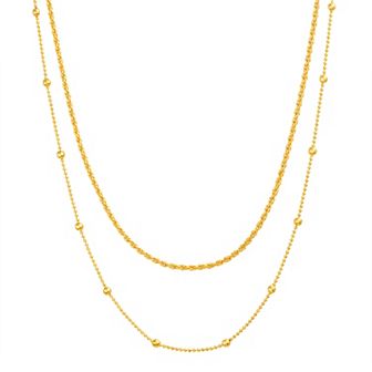 Paige Harper 14k Gold Over Recycled Brass Rope & Beaded Chain Layered Necklace