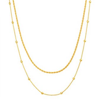 Paige Harper 14k Gold Over Recycled Brass Rope & Beaded Chain Layered Necklace