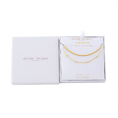 Paige Harper 14k Gold Plated Rope & Beaded Chain Layered Necklace