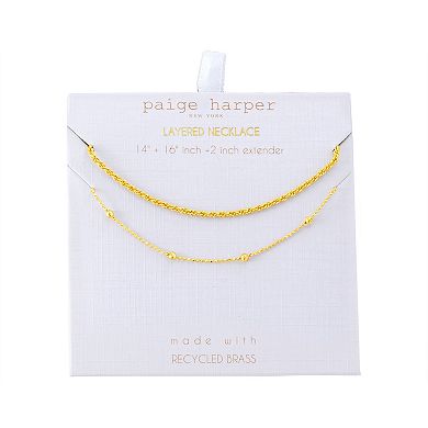 Paige Harper 14k Gold Plated Rope & Beaded Chain Layered Necklace