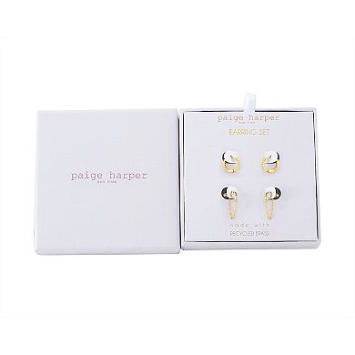 Paige Harper 14k Gold Over Recycled Brass Hoop & Cubic Zirconia Chain Earring Duo Set