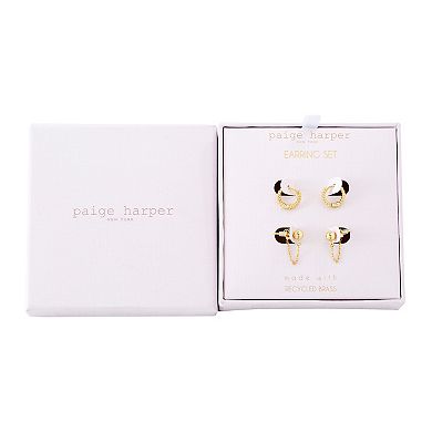 Paige Harper 14k Gold Over Recycled Brass Hoops & Chain Earring Set