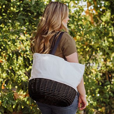 Picnic Time Coronado Canvas & Willow Wicker Basket Tote