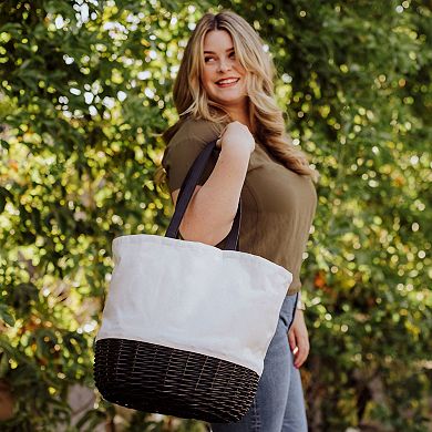 Picnic Time Coronado Canvas & Willow Wicker Basket Tote