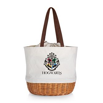 Picnic Time Harry Potter Hogwarts Crest Coronado Canvas & Willow Basket Tote
