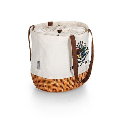 Picnic Time Harry Potter Hogwarts Crest Coronado Canvas & Willow Basket Tote