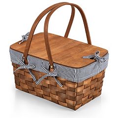 PICNIC TIME Catalina Picnic Basket for 2 - Wicker Picnic Basket with Picnic  Set, (Red & White Plaid Pattern)