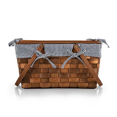 Picnic Time Kansas Handwoven Wood Picnic Basket