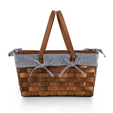 Picnic Time Kansas Handwoven Wood Picnic Basket