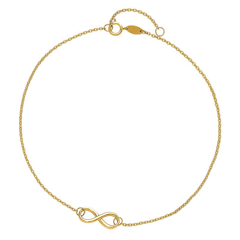 14k Gold Infinity Charm Anklet, Womens, Size: 9, Yellow