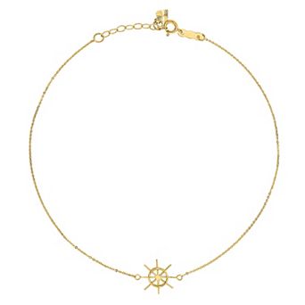 14k Gold Captain's Wheel Anklet