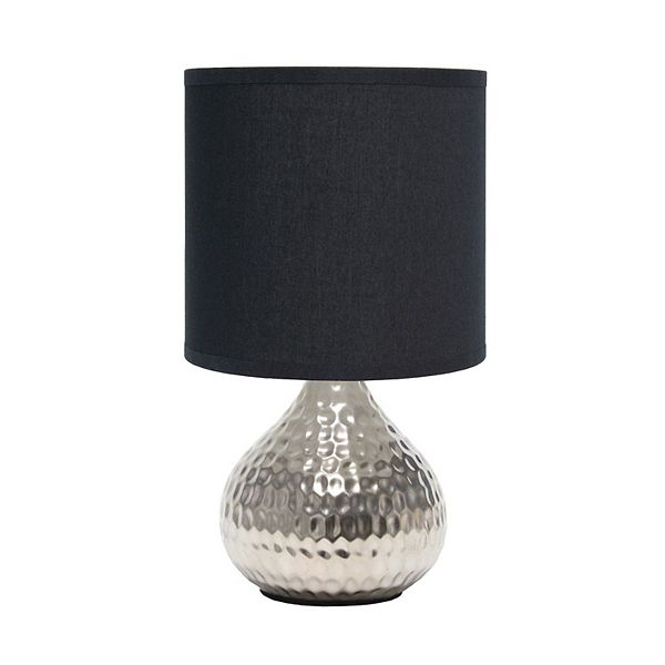 Hammered Drip Mini Table Lamp with Fabric Shade Black/Silver - Simple Designs
