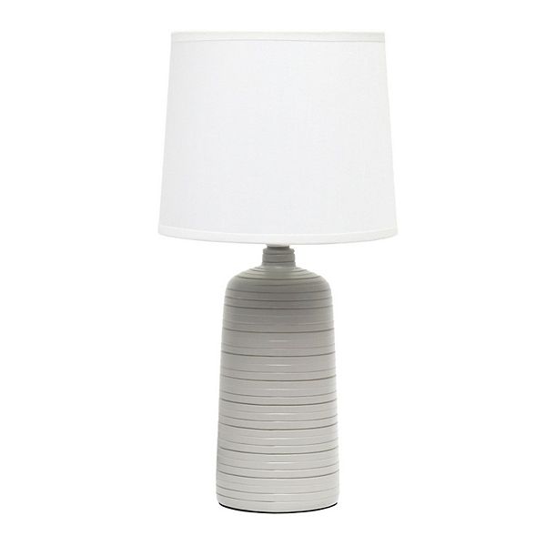 Textured Linear Ceramic Table Lamp Gray - Simple Designs