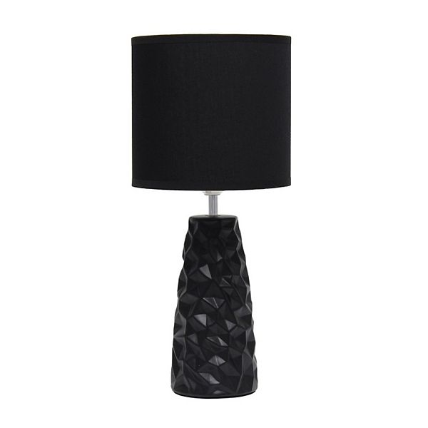 Sculpted Ceramic Table Lamp Black - Simple Designs: Modern Bedside Light, ETL Listed, No Assembly Required