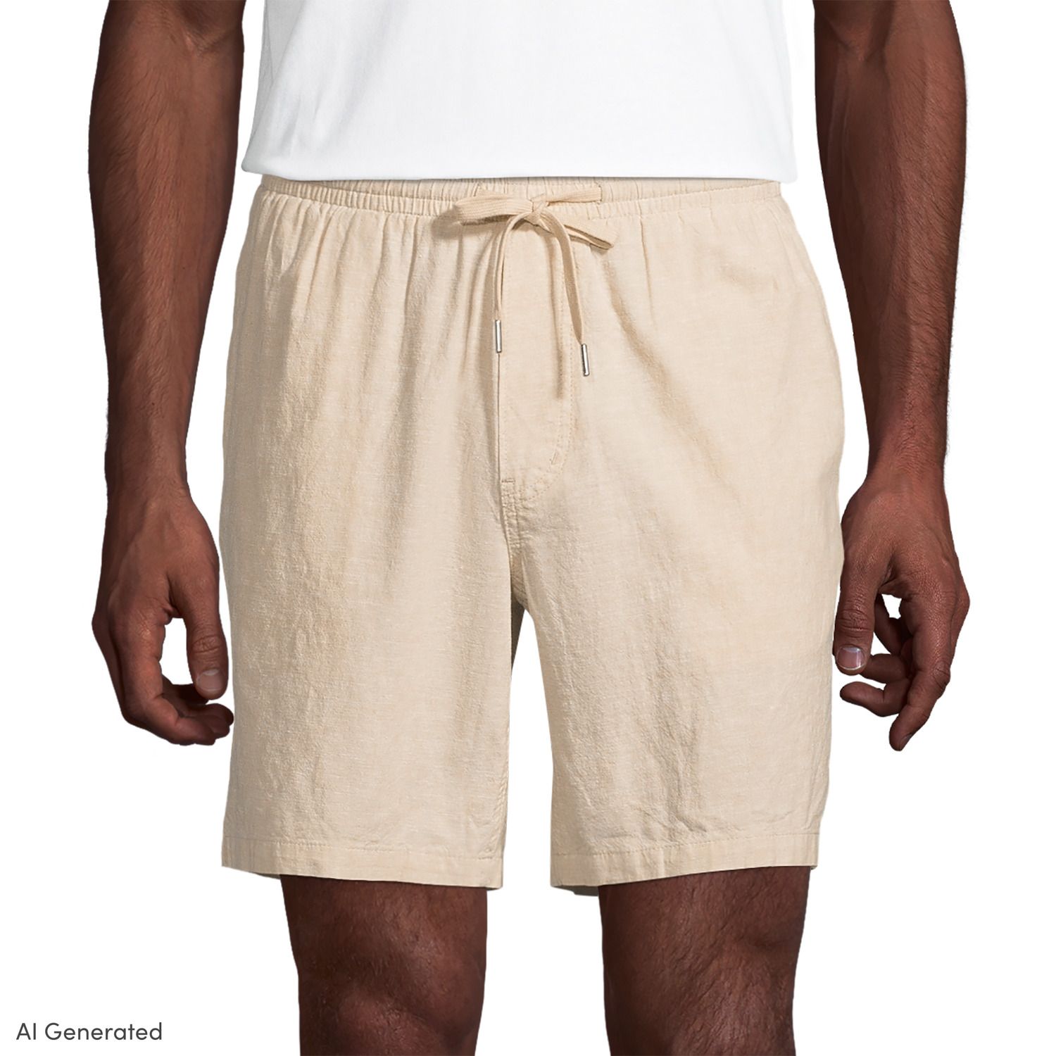 Lands' End Men's Linen Cotton Deck Shorts - Medium - Antique Alabaster/Ivory, Size: Regular Medium