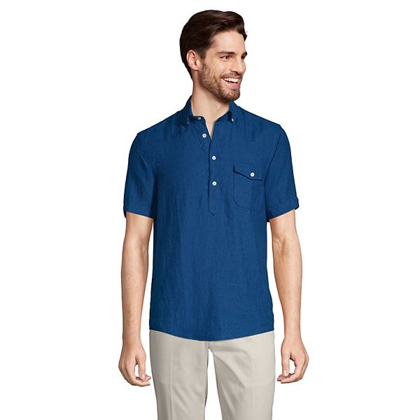 Men's Lands' End Linen Popover ButtonDown Shirt