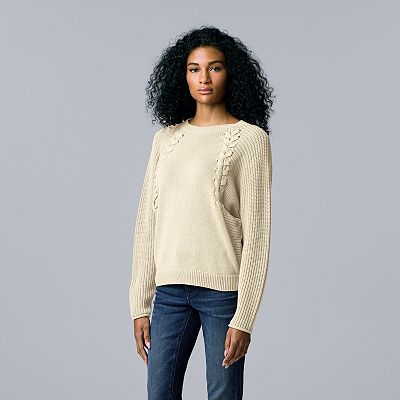 Women s Simply Vera Vera Wang Braided Cable Dolman Sweater