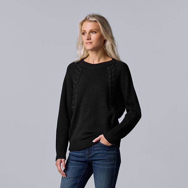 Women's Simply Vera Vera Wang Braided Cable Dolman Sweater