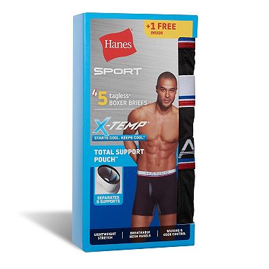 Men's Hanes Sport™ X-Temp® 4-pack + 1 Bonus Total Support Pouch™ Boxer ...