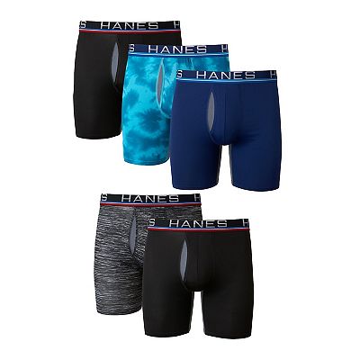 Men's Hanes Sport™ X-Temp® 4-pack +1 Bonus Total Support Pouch™ Long-Leg Boxer Briefs