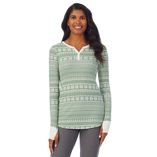 Stretch Thermal Long Sleeve Split V-Neck