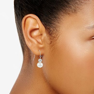 PearLustre by Imperial Sterling Silver Freshwater Cultured Pearl & Crystal Earring Trio Set