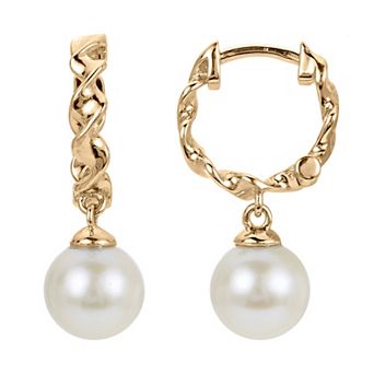 PearLustre by Imperial 14k Gold Over Silver Freshwater Cultured Pearl Huggie Hoop Earrings