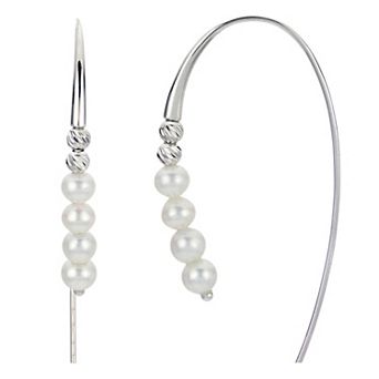 PearLustre by Imperial Sterling Silver Freshwater Cultured Pearl & Brilliance Bead Large Threader Earrings