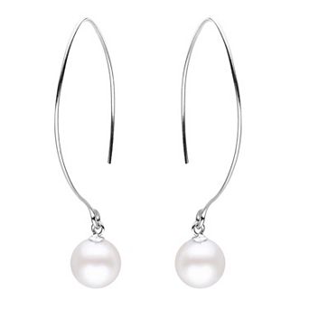 PearLustre by Imperial Sterling Silver Freshwater Cultured Pearl Long Wire Drop Earrings