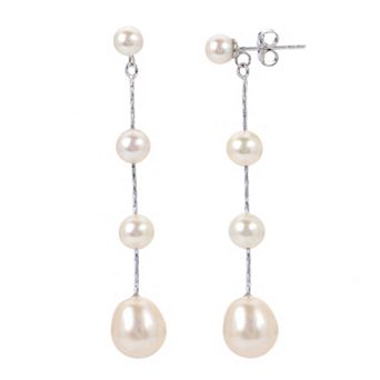 PearLustre by Imperial Sterling Silver Freshwater Cultured Pearl Linear Drop Earrings