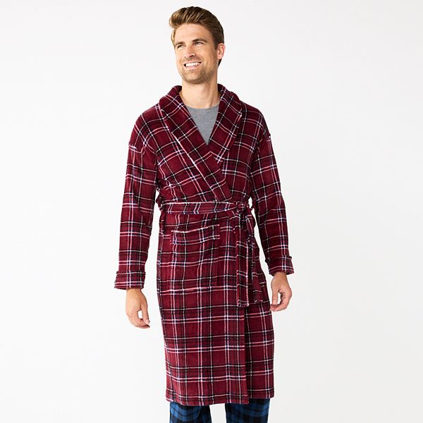 Men's Plush Plaid Fleece Robe