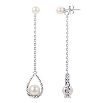 PearLustre by Imperial Sterling Silver Freshwater Cultured Pearl Linear Drop Earrings