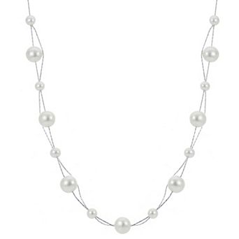 PearLustre by Imperial Sterling Silver Multi Chain Freshwater Cultured Pearl Necklace