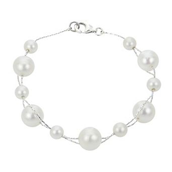 PearLustre by Imperial Sterling Silver Multi Chain Freshwater Cultured Pearl Bracelet