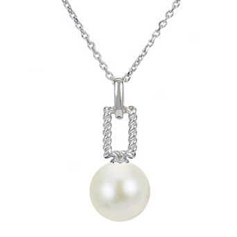 PearLustre by Imperial Sterling Silver Freshwater Cultured Pearl Twisted Paper Clip Pendant Necklace