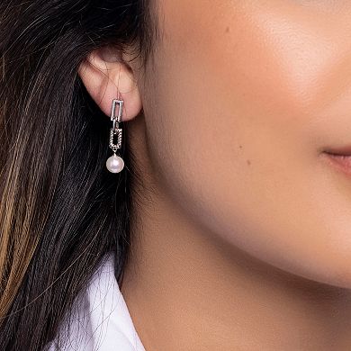 PearLustre by Imperial Sterling Silver Cultured Pearl Twisted Link Drop Earrings